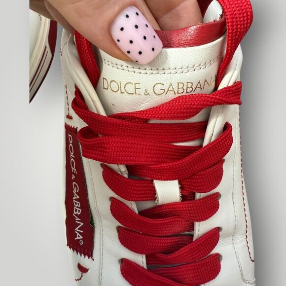 Dolce & Gabbana Men’s Sneakers White Red Size 8 (Made in Italy) - Picture 10 of 10